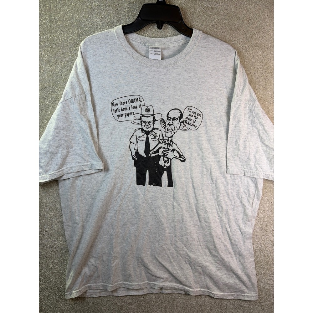 Gildan T Shirt Mens 2XL Gray Obama Sheriff Joe Arpaio Arizona Political Satire‎ - Picture 2 of 7